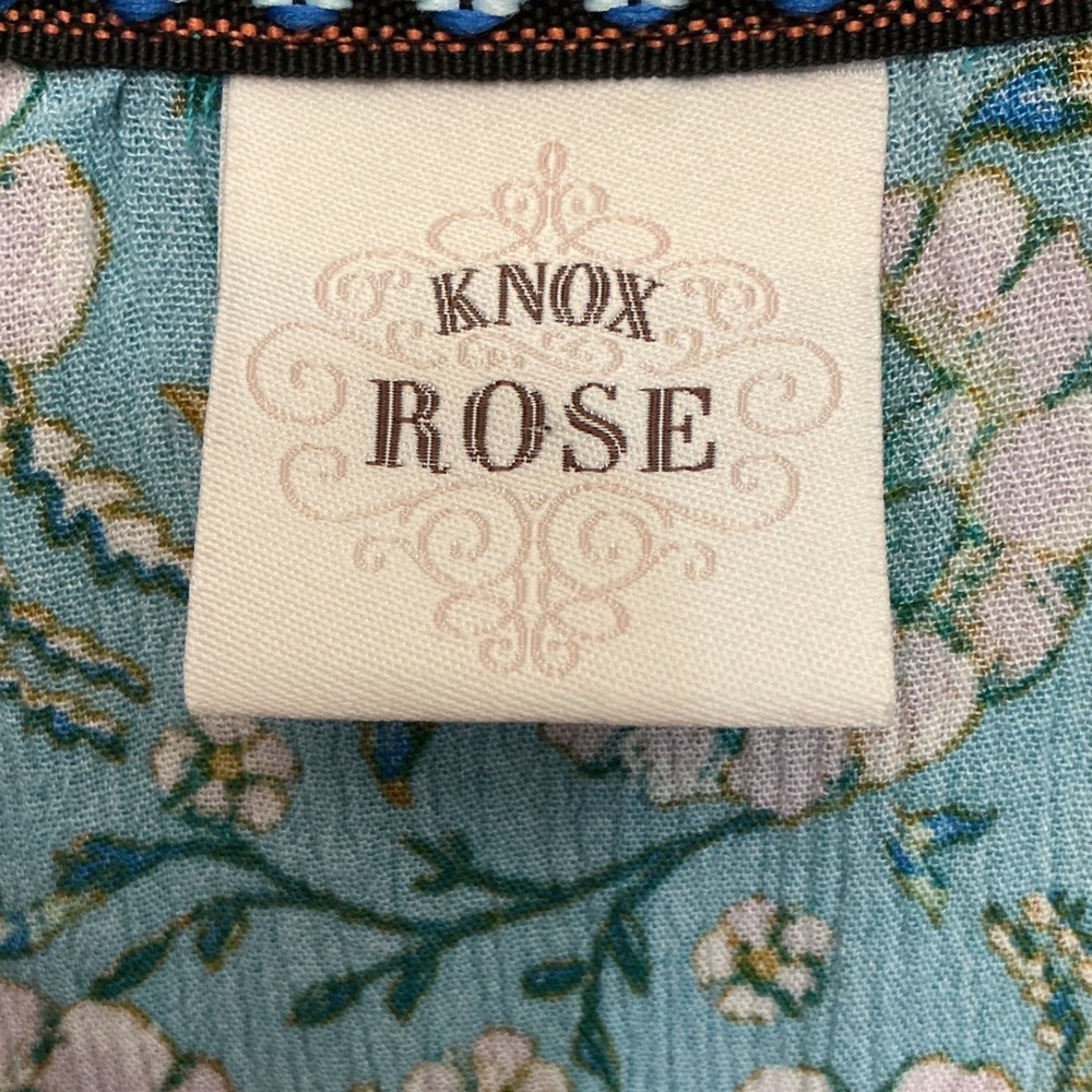 Knox Rose Blue Green Floral Patchwork Maxi Dress Sleeveless Tassel Waist Medium - Picture 6 of 7